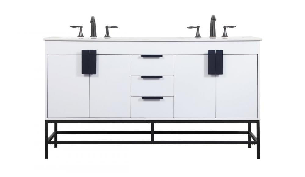 Elegant Eugene Bathroom Vanity - Double Sink Bathroom Vanity Elegant 60 White Not Included