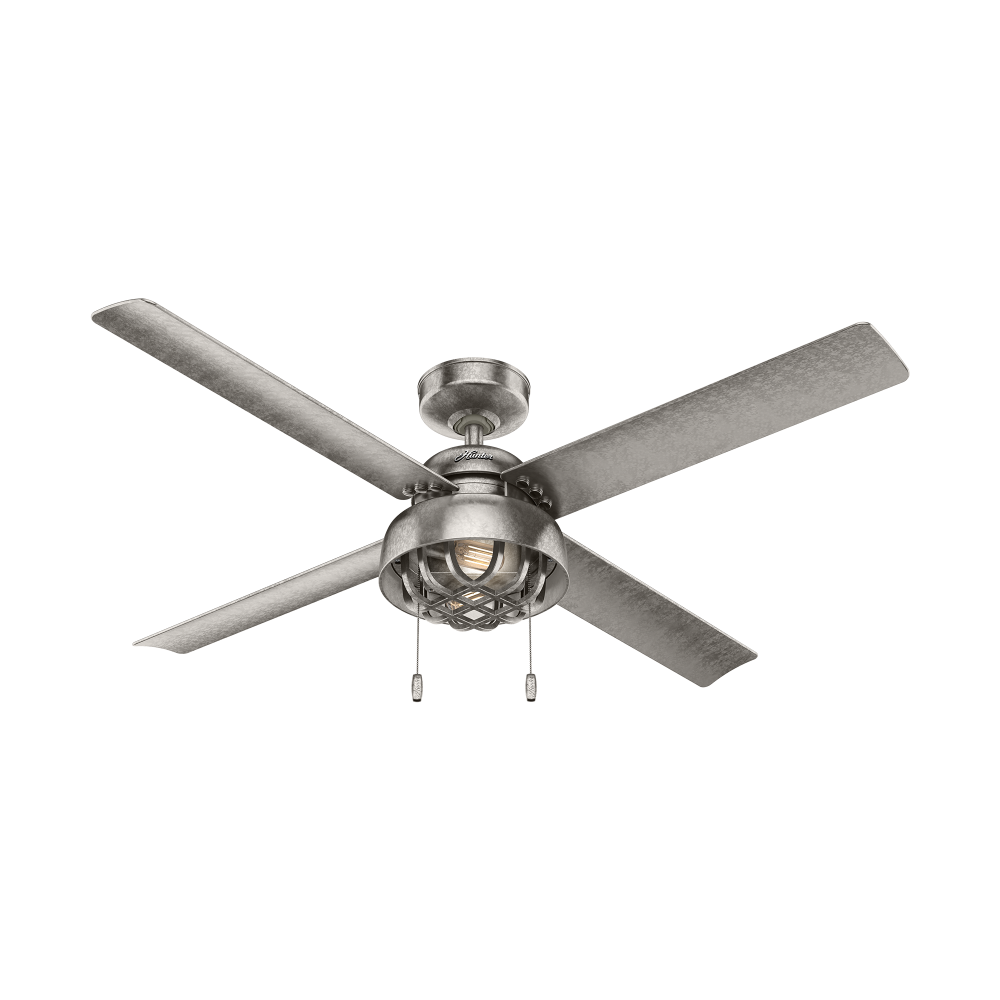 Hunter 52 inch Spring Mill Damp Rated Ceiling Fan with LED Light Kit and Pull Chain