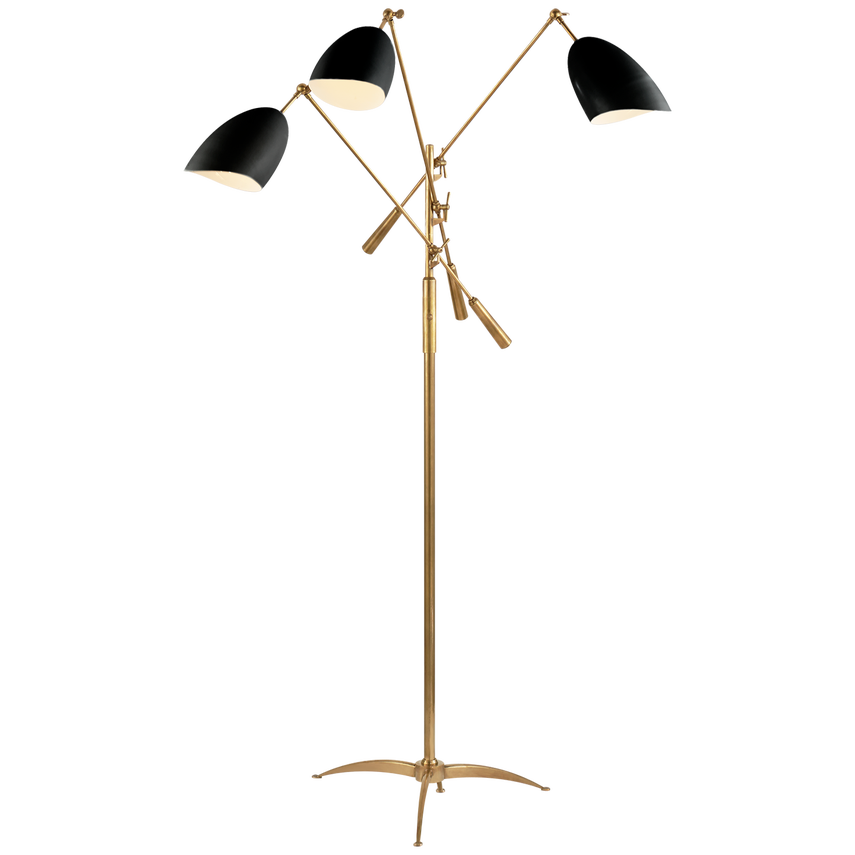 Visual Comfort & Co. Sommerard Triple Arm Floor Lamp Floor Lamps Visual Comfort & Co. Hand-Rubbed Antique Brass and Black  