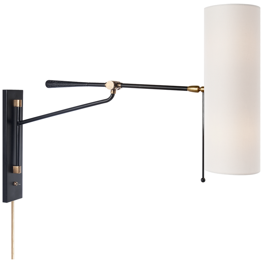 Visual Comfort & Co. Frankfort Articulating Wall Light Wall Sconces Visual Comfort & Co. Black and Brass  