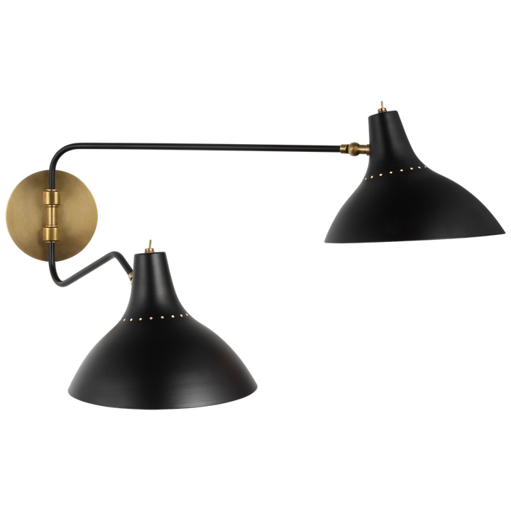 Visual Comfort & Co. Charlton Medium Double Wall Light Wall Sconces Visual Comfort & Co. Black  