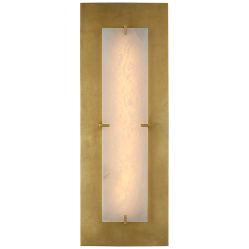 Visual Comfort & Co. Dominica Large Rectangle Sconce Wall Lights Visual Comfort & Co. Burnished Silver Leaf and Alabaster  