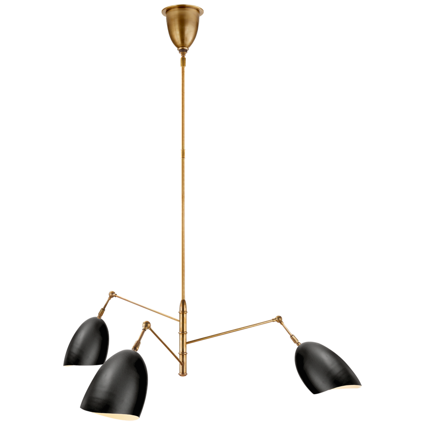 Visual Comfort & Co. Sommerard Medium Triple-Arm Chandelier Ceiling Lights Visual Comfort & Co. Hand-Rubbed Antique Brass and Black  