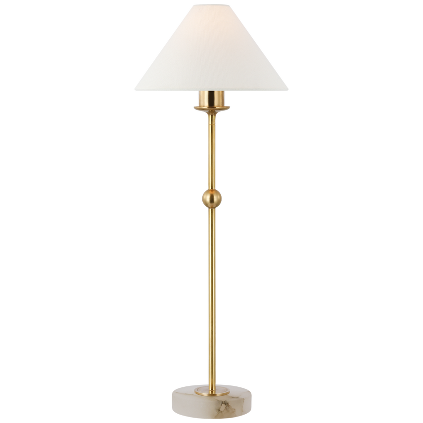 Visual Comfort & Co. Caspian Medium Accent Lamp Table Lamps Visual Comfort & Co. Antique-Burnished Brass and Alabaster  