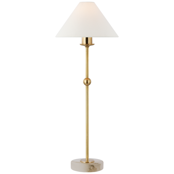 Visual Comfort & Co. Caspian Medium Accent Lamp Table Lamps Visual Comfort & Co. Antique-Burnished Brass and Alabaster  