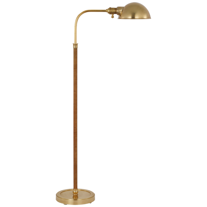 Visual Comfort & Co. Basden Medium Pharmacy Lamp Floor Lamps Visual Comfort & Co. Antique-Burnished Brass and Natural Rattan  