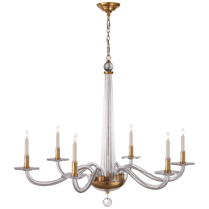 Visual Comfort & Co. Bernardo Large Chandelier Chandeliers Visual Comfort & Co. Antique Brass and Clear Glass  