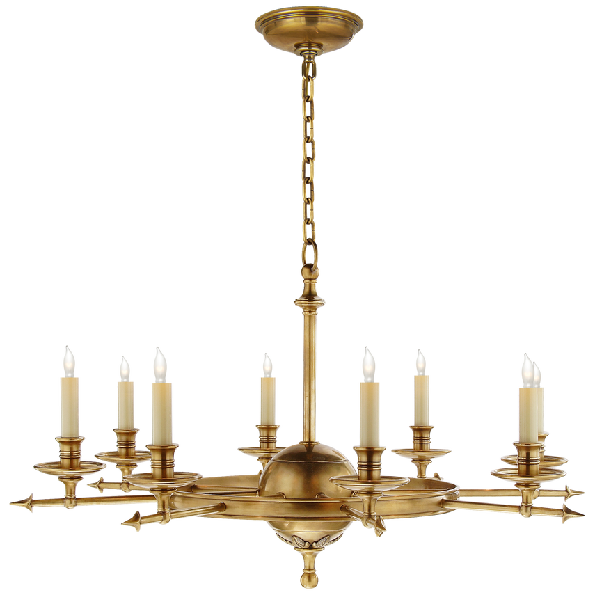 Visual Comfort & Co. Leaf and Arrow Large Chandelier Ceiling Lights Visual Comfort & Co. Antique-Burnished Brass  