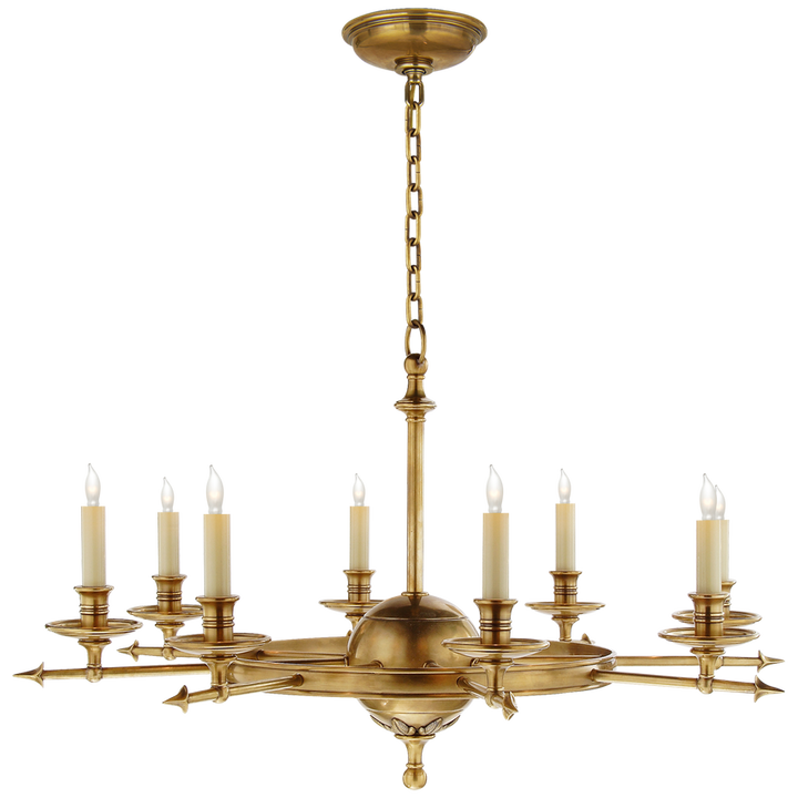 Visual Comfort & Co. Leaf and Arrow Large Chandelier Chandeliers Visual Comfort & Co. Antique-Burnished Brass  