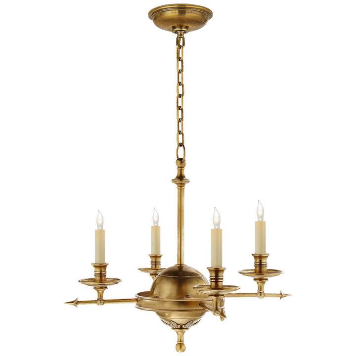 Visual Comfort & Co. Leaf and Arrow Small Chandelier Chandeliers Visual Comfort & Co. Antique-Burnished Brass  