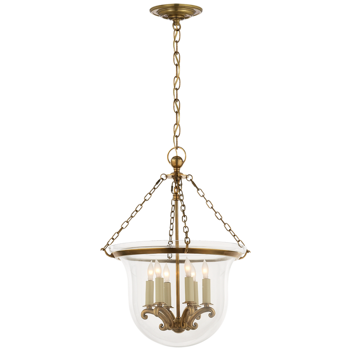 Visual Comfort & Co. Country Medium Bell Jar Lantern Pendants Visual Comfort & Co. Antique-Burnished Brass  