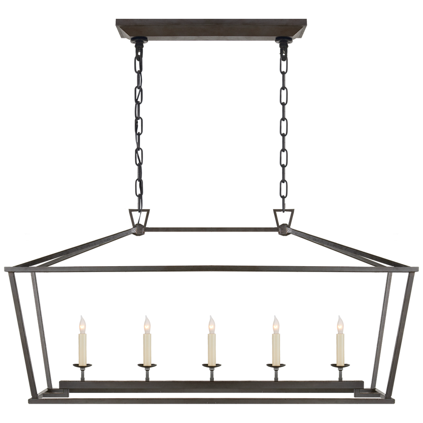 Visual Comfort & Co. Darlana Medium Linear Lantern Ceiling Lights Visual Comfort & Co. Polished Nickel  