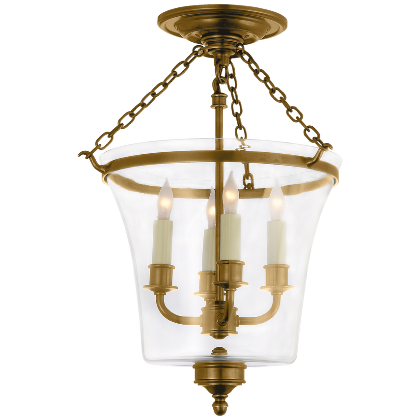 Visual Comfort & Co. Sussex Semi-Flush Bell Jar Lantern Pendants Visual Comfort & Co. Antique-Burnished Brass  