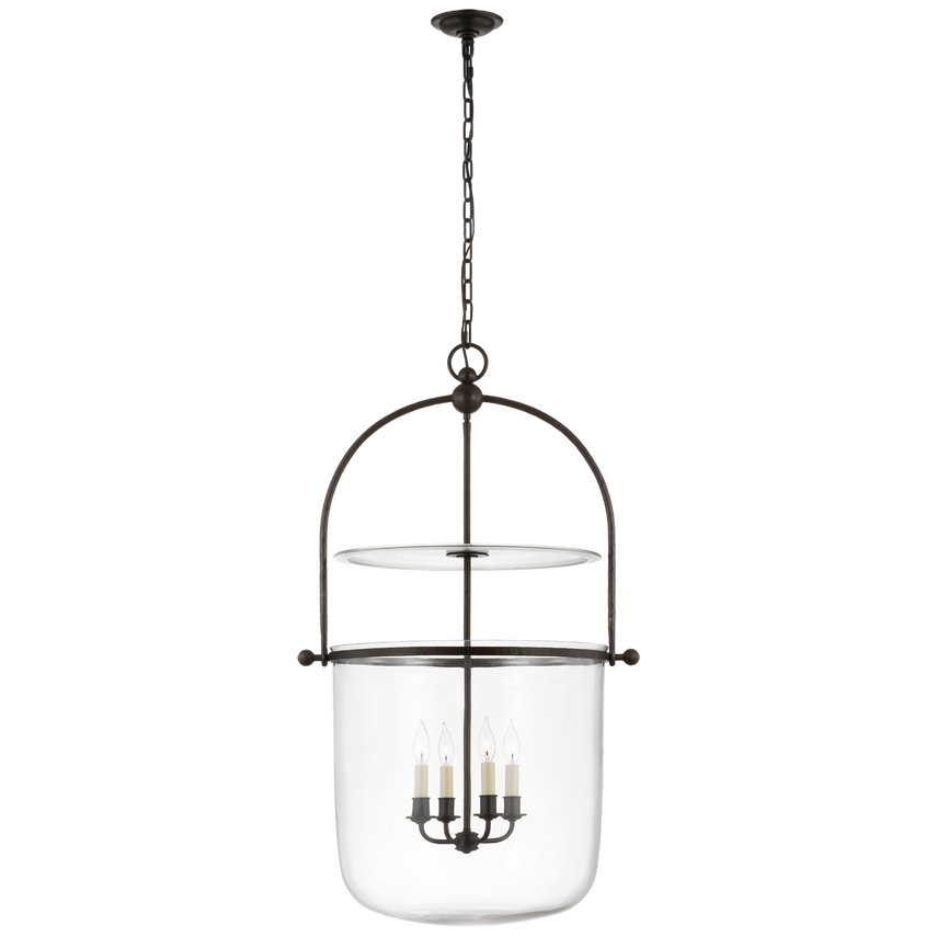 Visual Comfort & Co. Lorford Large Smoke Bell Lantern Ceiling Lights Visual Comfort & Co. Aged Iron  