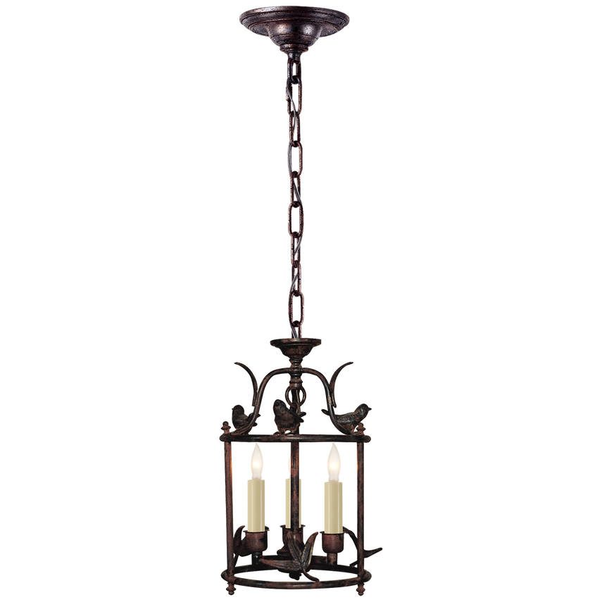 Visual Comfort & Co. Diego Petite Classical Perching Bird Lantern Ceiling Lights Visual Comfort & Co. Hand Painted Rust Finish  