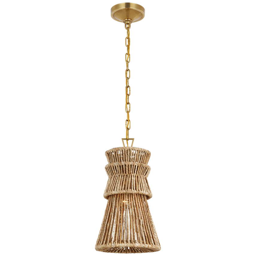 Visual Comfort & Co. Antigua 10" Pendant Ceiling Lights Visual Comfort & Co. Antique-Burnished Brass and Natural Abaca  