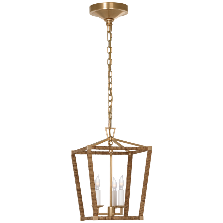 Visual Comfort & Co. Darlana Mini Wrapped Lantern Ceiling Lights Visual Comfort & Co. Antique-Burnished Brass and Natural Rattan  