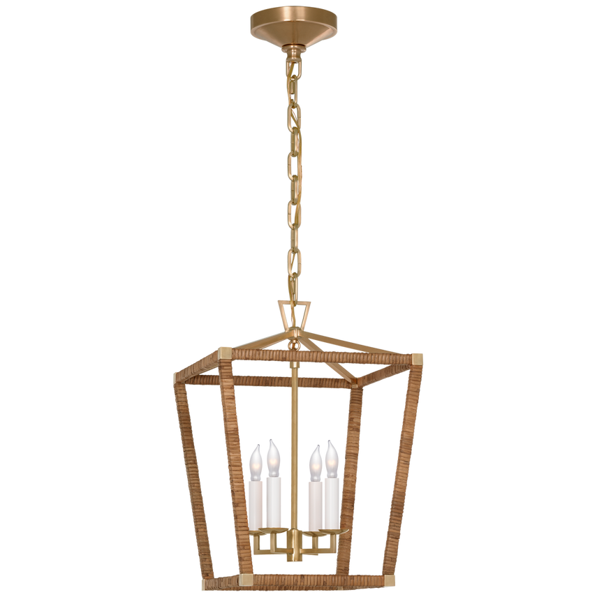 Visual Comfort & Co. Darlana Small Wrapped Lantern Ceiling Lights Visual Comfort & Co. Antique-Burnished Brass and Natural Rattan  