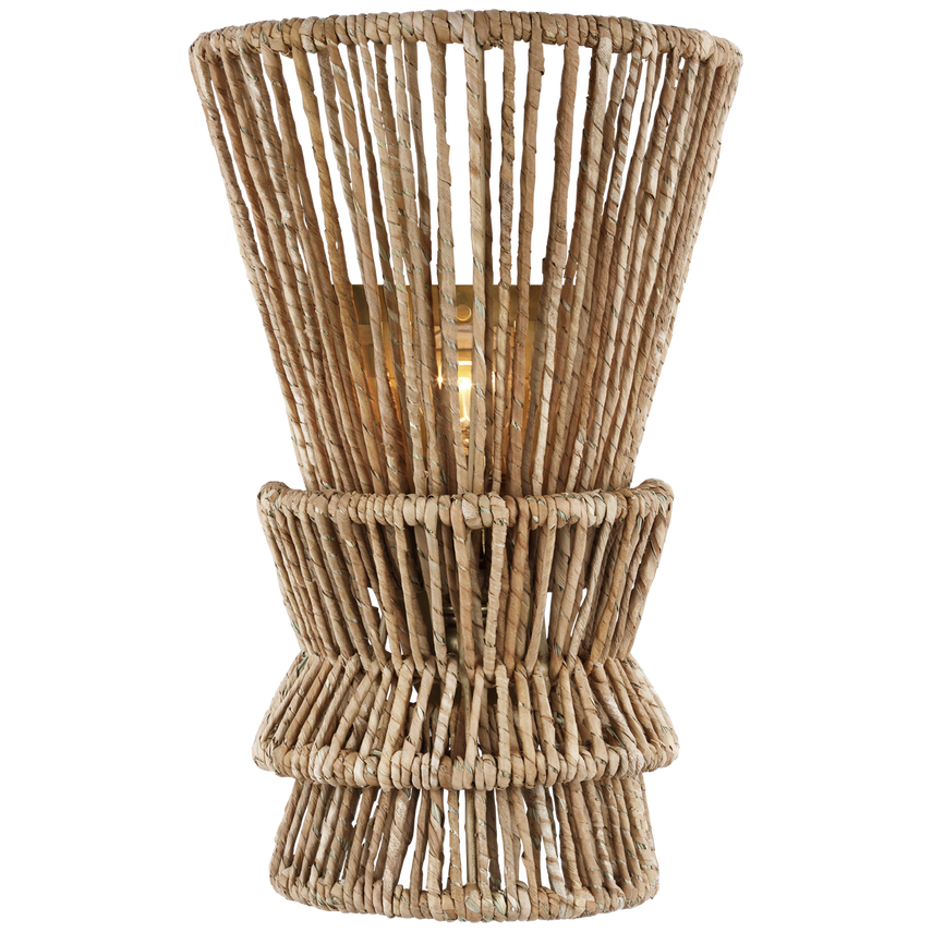 Visual Comfort & Co. Antigua Medium Sconce Wall Sconces Visual Comfort & Co. Antique-Burnished Brass and Natural Abaca  