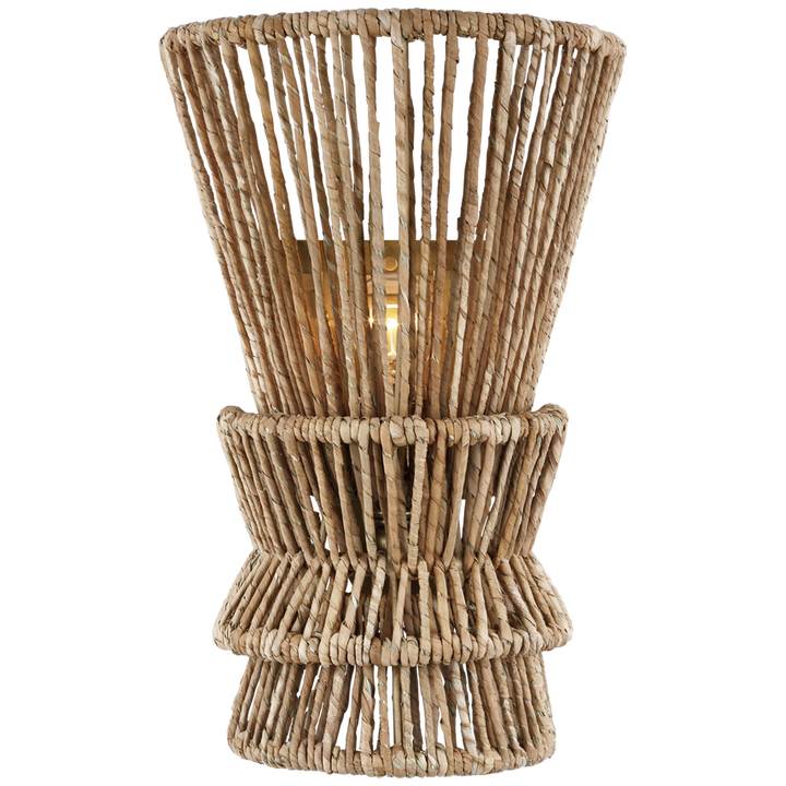 Visual Comfort & Co. Antigua Medium Sconce Wall Sconces Visual Comfort & Co. Antique-Burnished Brass and Natural Abaca  