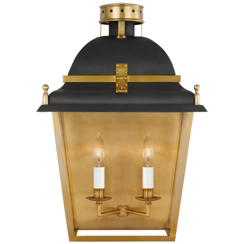 Visual Comfort & Co. Coventry Large Wall Lantern Wall Lights Visual Comfort & Co. Black and Antique-Burnished Brass  