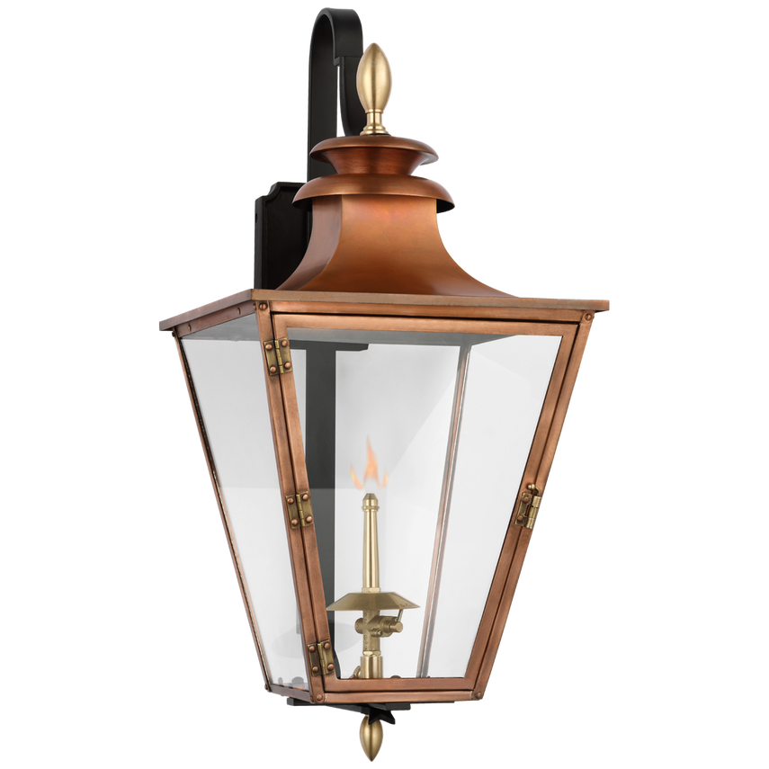 Visual Comfort & Co. Albermarle Small Bracketed Gas Wall Lantern Outdoor Lighting Visual Comfort & Co. Soft Copper and Brass  