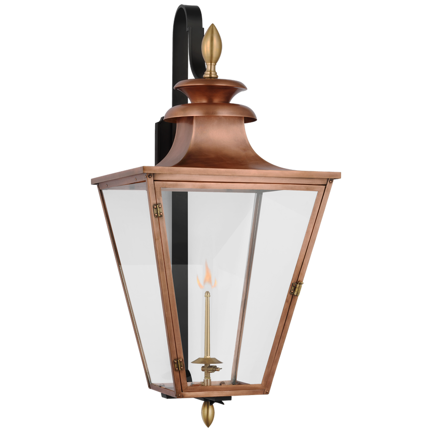 Visual Comfort & Co. Albermarle Large Bracketed Gas Wall Lantern Outdoor Lighting Visual Comfort & Co. Matte Black and Brass  