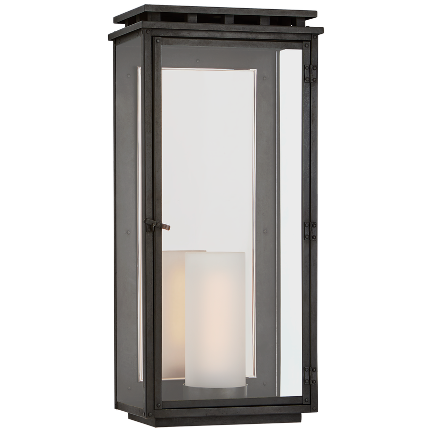 Visual Comfort & Co. Cheshire Large 3/4 Wall Lantern Outdoor Flush Mounts Visual Comfort & Co. Aged Iron  