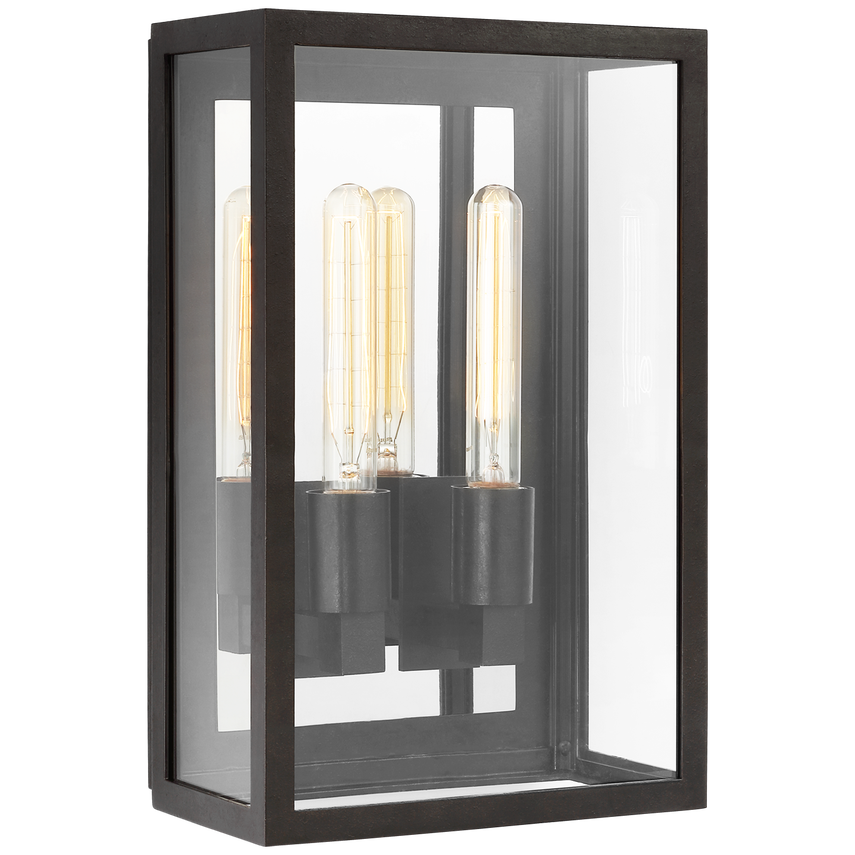 Visual Comfort & Co. Fresno Medium 2-Light 3/4 Wall Lantern Outdoor Flush Mounts Visual Comfort & Co. Aged Iron  