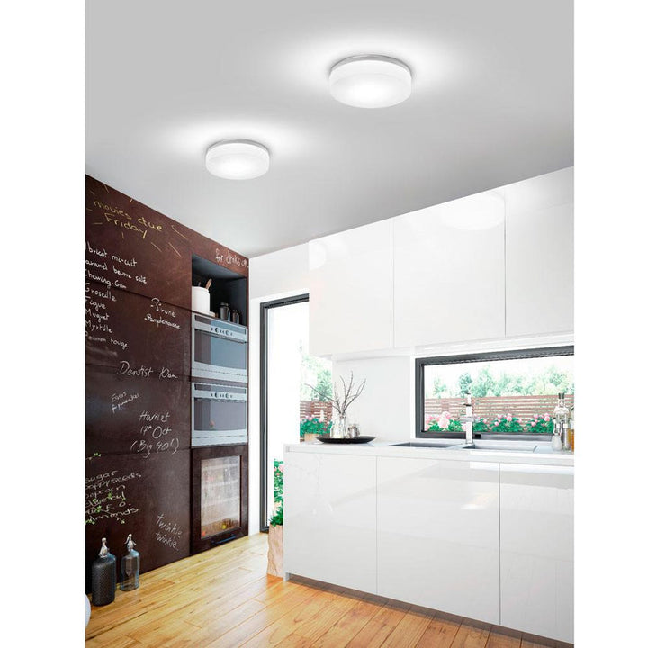 Zafferano America Drum Wall / Ceiling Light Ceiling Flush Mounts Zafferano America Large White Integral LED