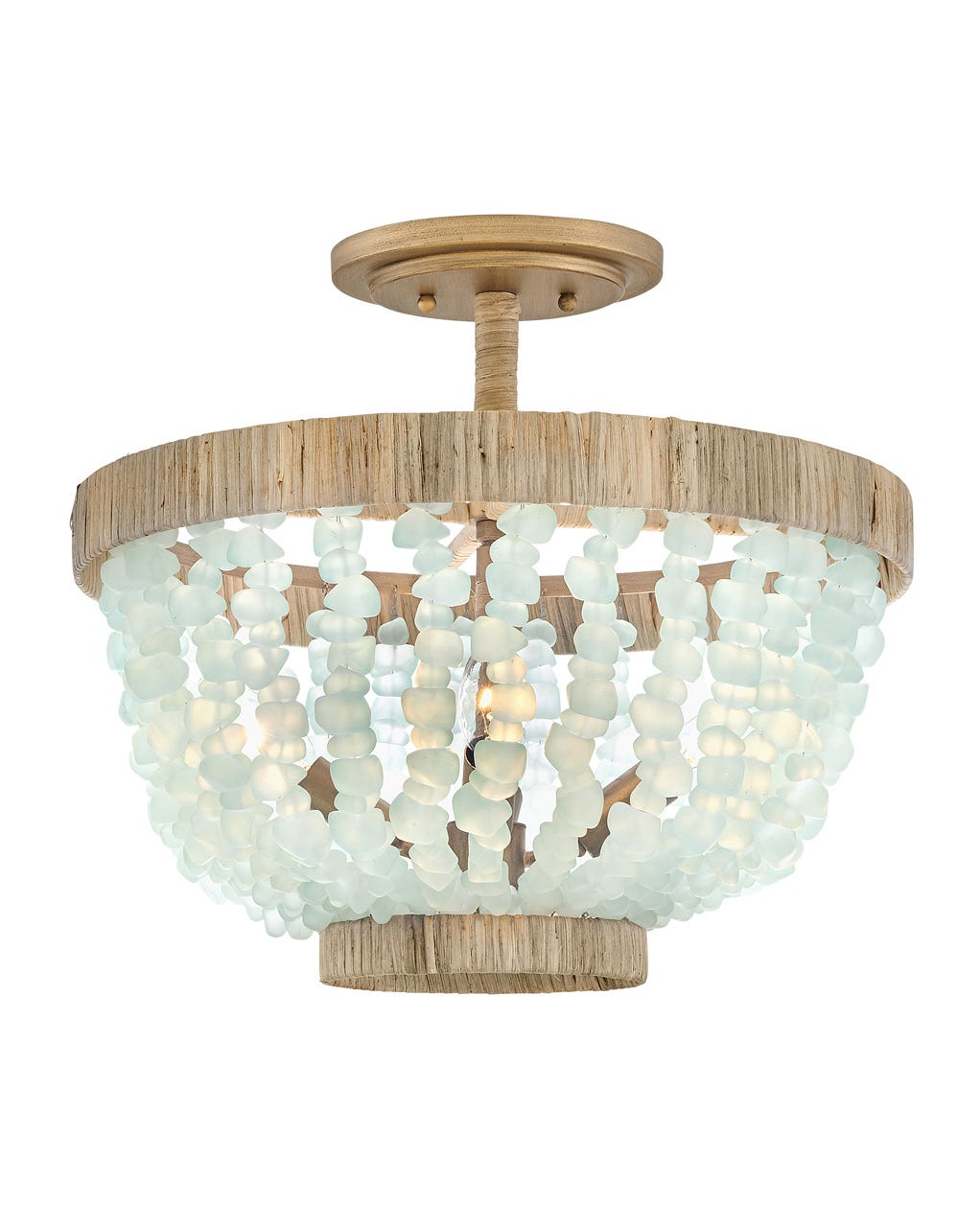 Hinkley Dune Semi-Flush Mount Ceiling Semi Flush Mounts Hinkley Burnished Gold with Blue Sea Glass 16.0x16.0x14.0 