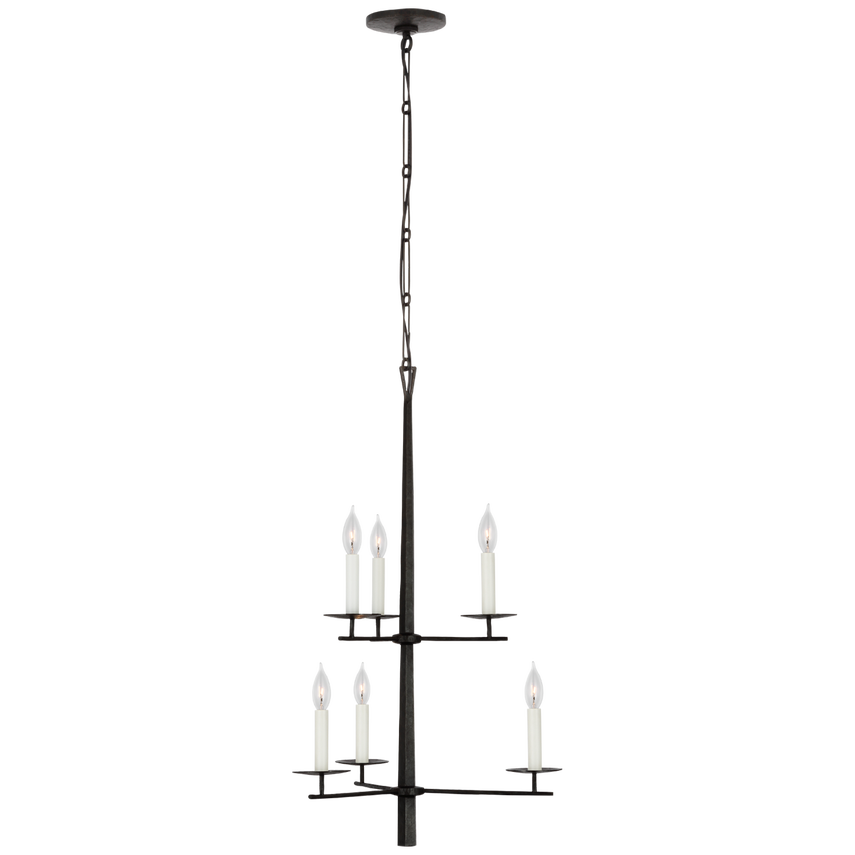 Visual Comfort & Co. Arnav Small  Two-Tier Entry  Chandelier Ceiling Lights Visual Comfort & Co. Aged Iron  