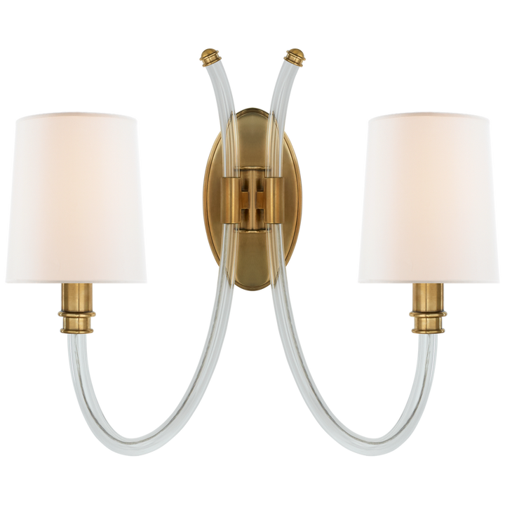 Visual Comfort & Co. Clarice Double Sconce Wall Sconces Visual Comfort & Co. Crystal with Antique Brass  