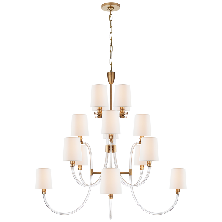 Visual Comfort & Co. Clarice Large Chandelier Ceiling Lights Visual Comfort & Co. Clear Acrylic with Antique Brass  