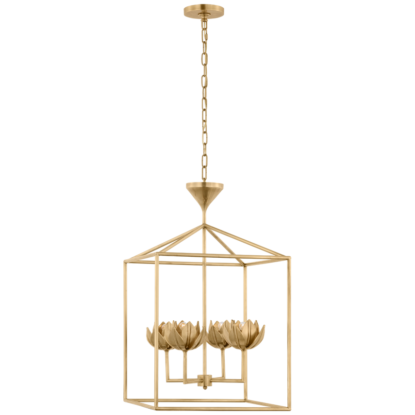 Visual Comfort & Co. Alberto Medium Open Cage Lantern Ceiling Lights Visual Comfort & Co. Antique Bronze Leaf  