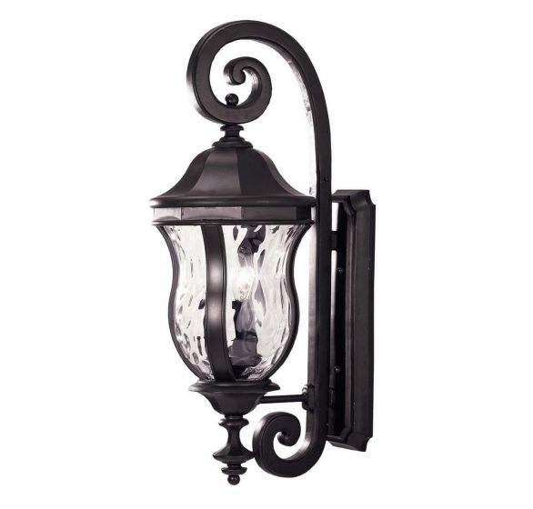 Savoy House Monticello Outdoor | Wall Lantern Outdoor Wall Lights Savoy House 10.13x10.13x28 Black Clear Water Glass