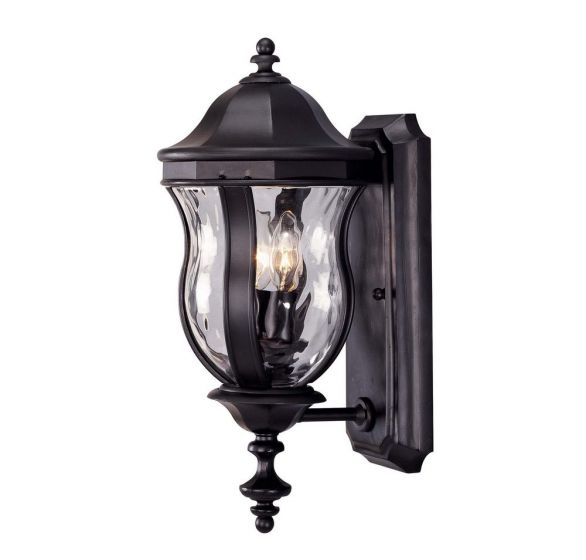 Savoy House Monticello Outdoor | Wall Lantern Outdoor Wall Lights Savoy House 7.88x7.88x17.88 Black Clear Water Glass