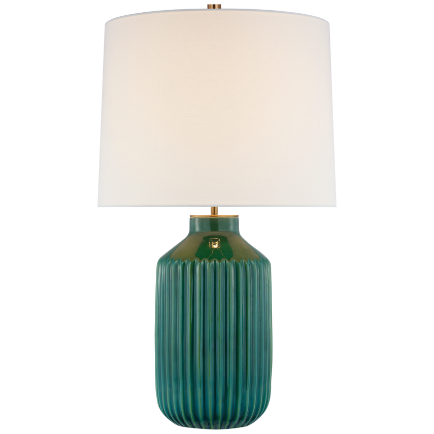 Visual Comfort & Co. Braylen Medium Ribbed Table Lamp Table Lamps Visual Comfort & Co. Polar Blue Crackle  