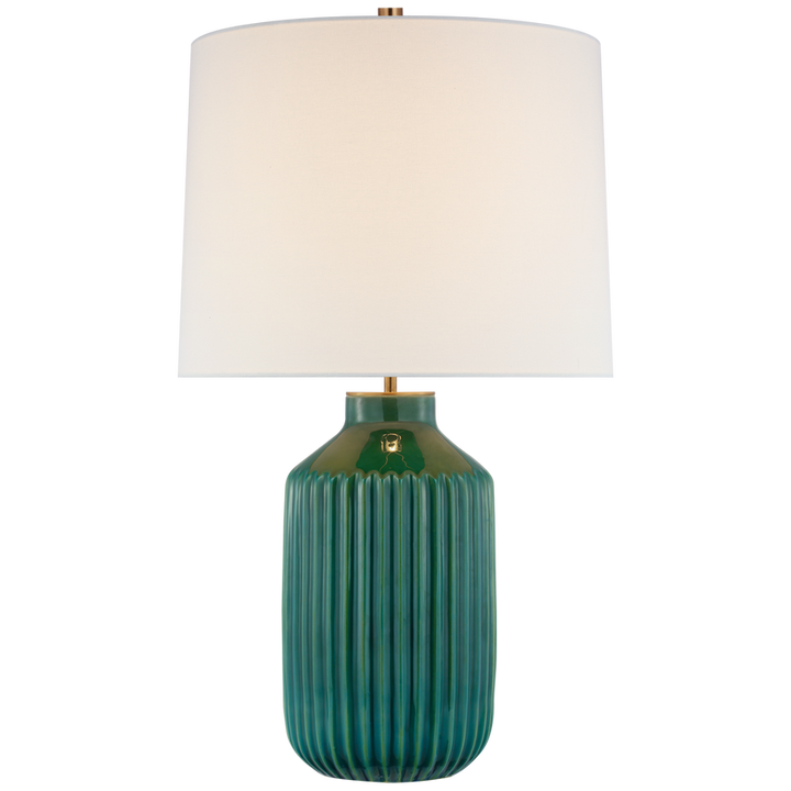 Visual Comfort & Co. Braylen Medium Ribbed Table Lamp Table Lamps Visual Comfort & Co. Polar Blue Crackle  