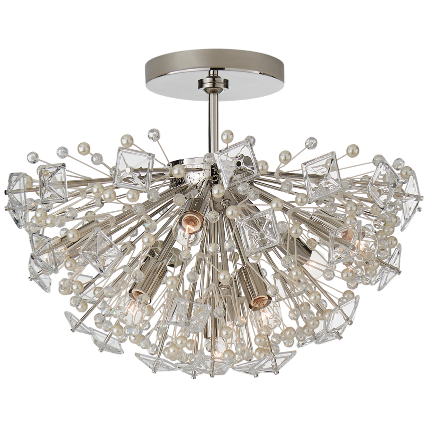 Visual Comfort & Co. Dickinson Medium Semi-Flush Ceiling Lights Visual Comfort & Co. Polished Nickel  