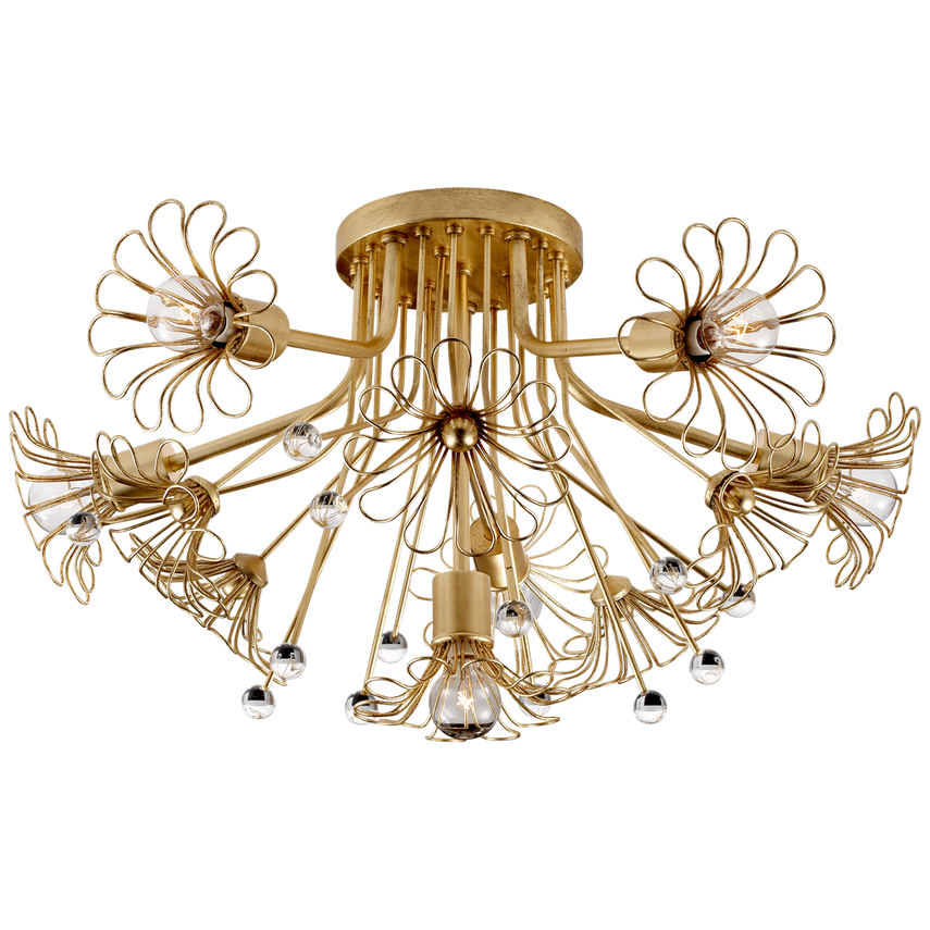 Visual Comfort & Co. Keaton Bouquet Flush Mount Ceiling Lights Visual Comfort & Co. Burnished Silver Leaf  