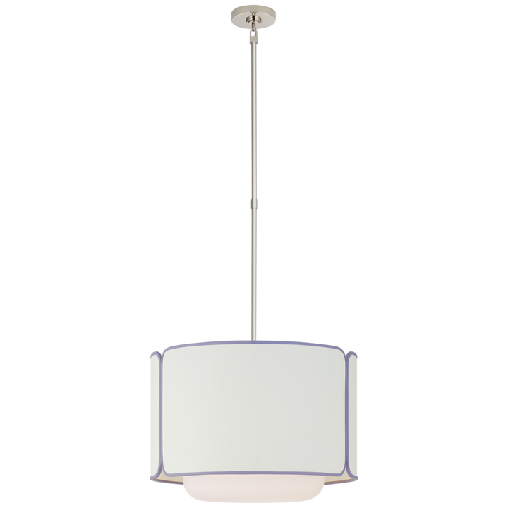 Visual Comfort & Co. Eyre Medium Hanging Shade Chandeliers Visual Comfort & Co. Polished Nickel and Soft White Glass  