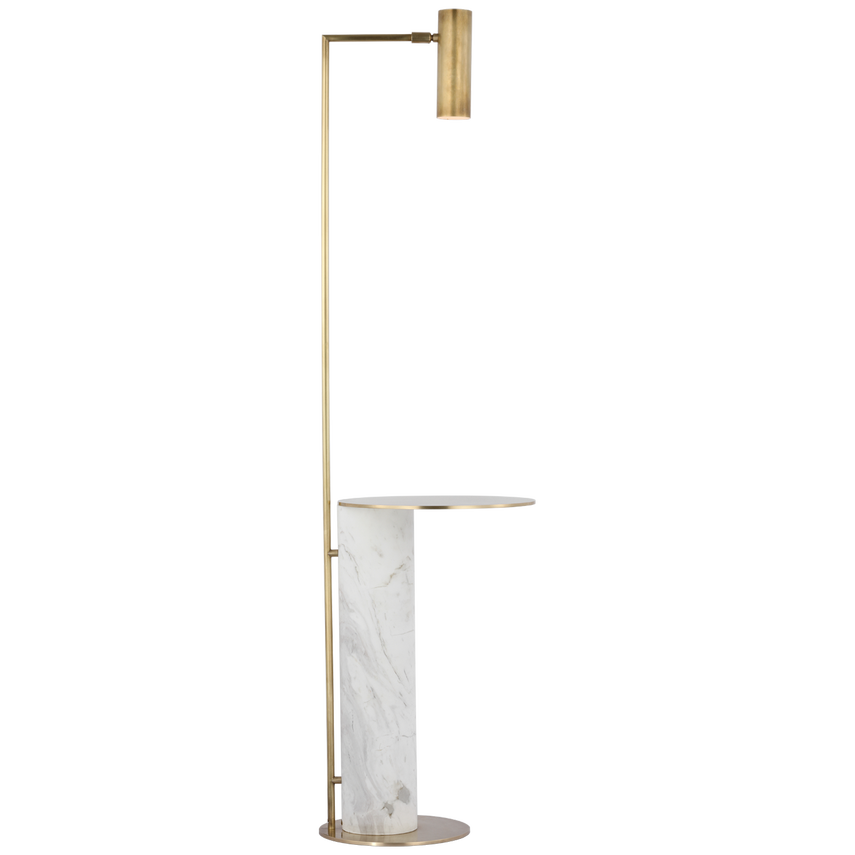 Visual Comfort & Co. Alma Tray Table Floor Lamp Floor Lamps Visual Comfort & Co. Antique-Burnished Brass and White Marble  