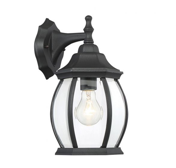 Savoy House Meridian  Outdoor | Wall Lantern Outdoor Wall Lights Savoy House 6.5x13 Black Clear Beveled