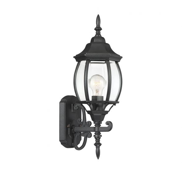 Savoy House Meridian  Outdoor | Wall Lantern Outdoor Wall Lights Savoy House 7x18 Black Clear Beveled