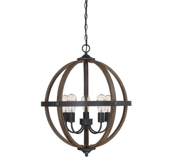 Meridian  Chandelier Chandelier Meridian Wood with Black 5 