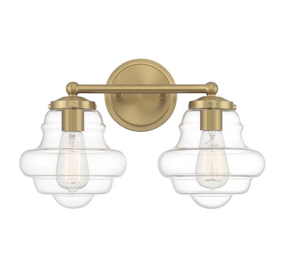 Savoy House Meridian  Bath Vanity Lights Savoy House 16.5x10 Brass Clear Glass