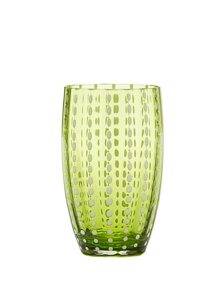 Zafferano America Perle Beverage (Set of 2) Glassware citylgs.store Apple Green  