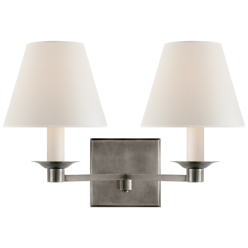 Visual Comfort & Co. Evans Double Arm Sconce Wall Lights Visual Comfort & Co. Antique Nickel  