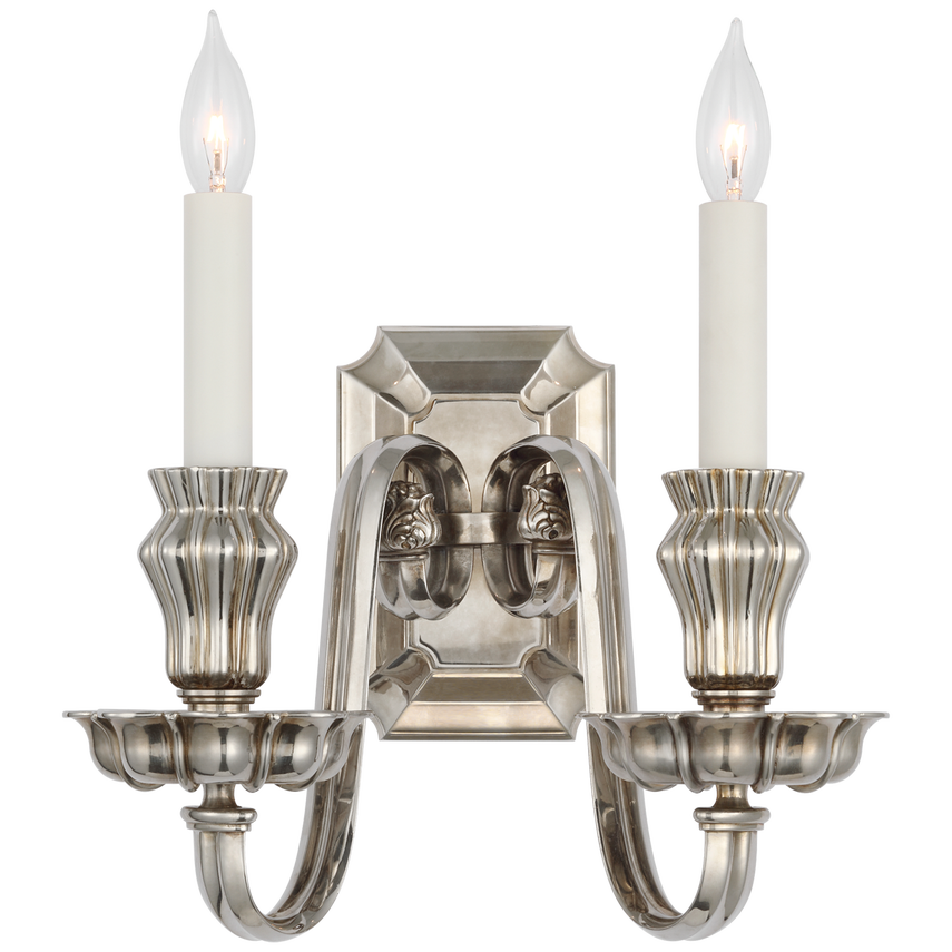 Visual Comfort & Co. Falaise Double Sconce Wall Lights Visual Comfort & Co. Butler's Silver  